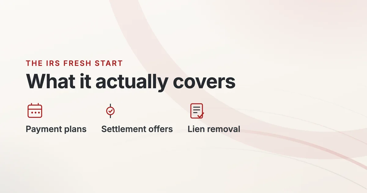 What the IRS Fresh Start program actually covers